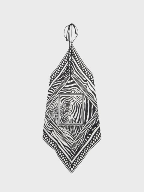 PRINTED TWILL SCARF TOP