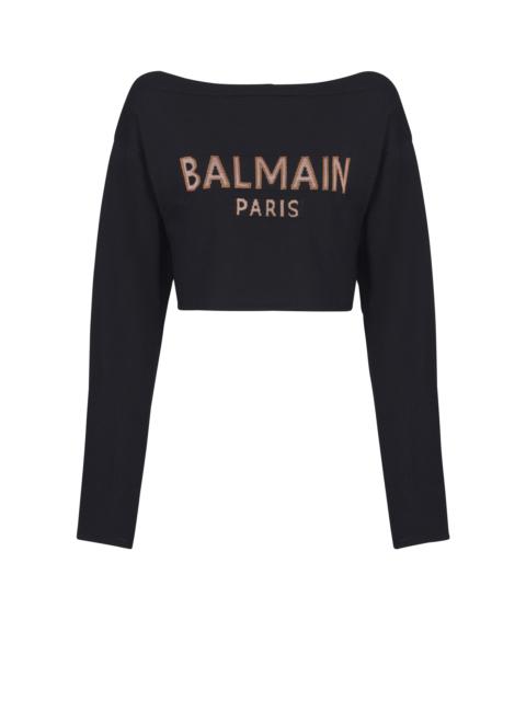Balmain Cropped jacquard jumper with Balmain logo