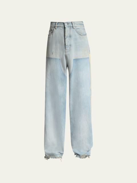 AMIRI Men's Light-Wash Denim Carpenter Jeans with Bone Appliques