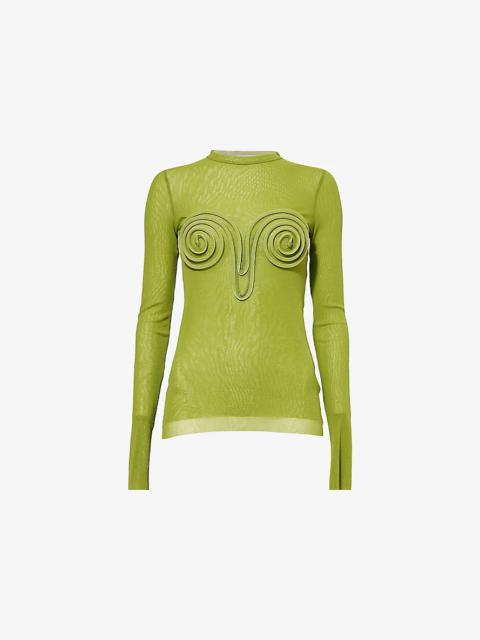 Jean Paul Gaultier Spiral-Embellishment Long-Sleeves Woven Top
