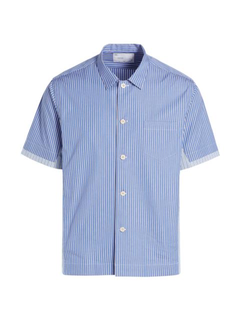 sacai Men's Striped Cotton Poplin Short-Sleeve Shirt - Blue Stripe