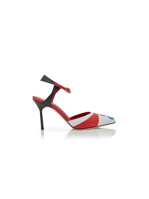 White, Red and Black Nappa Leather Pumps