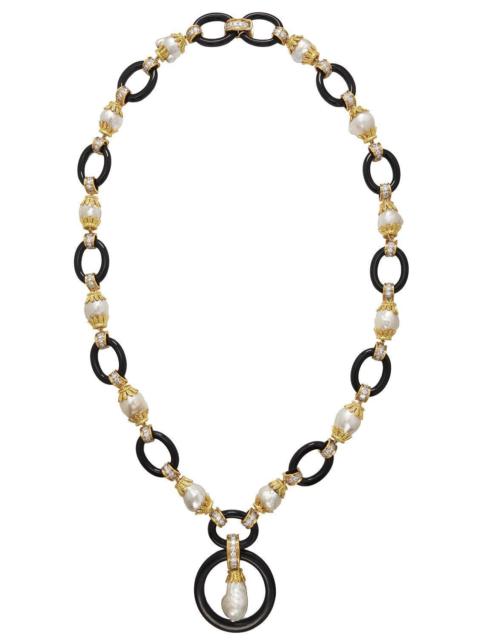 DAVID WEBB Pearl Black Link Necklace