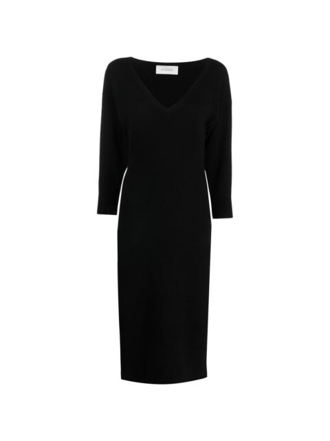 V-neck cashmere midi dress