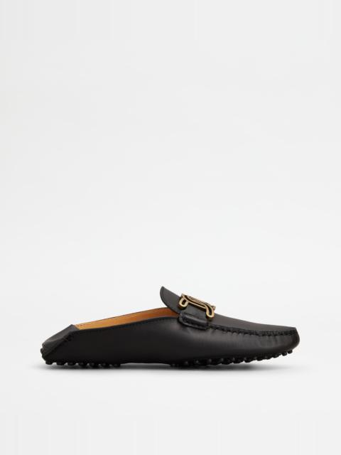 GOMMINO MULE SHOES IN LEATHER - BLACK
