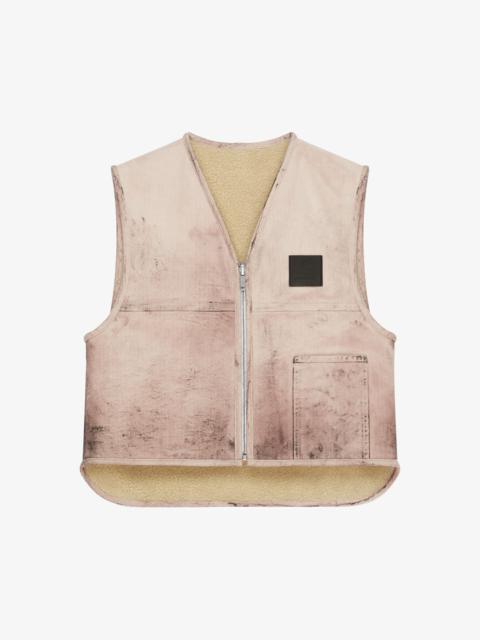 REVERSIBLE WAISTCOAT IN COTTON WITH SHEARLING EFFECT