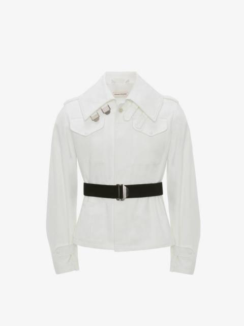 Alexander McQueen Blake Illustration Military Blouson in White