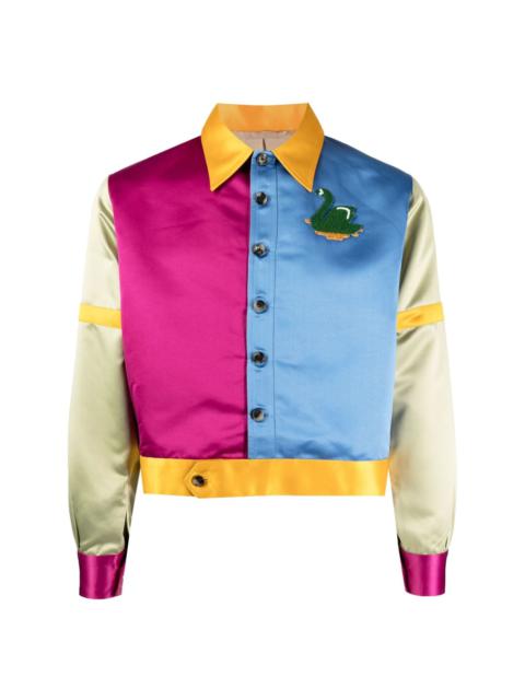 BODE Semestral colour-block satin bomber jacket