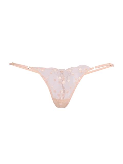 KIKI DE MONTPARNASSE Women's Embroidered G-String Thong - Blush