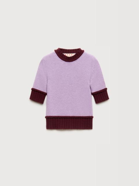 Marni PURPLE WOOL BLEND JUMPER WITH CONTRAST TRIMS
