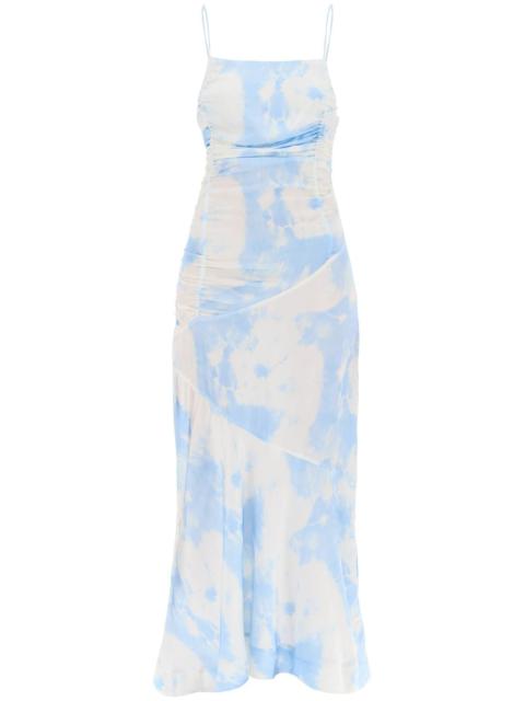 MAXI PRINTED TIE-DYE SATIN DRESS WITH R