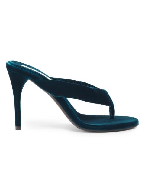 Alaïa Women's Tong 90MM Velvet Mules - Petrole