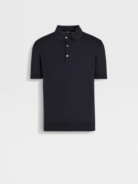 ZEGNA NAVY BLUE PREMIUM COTTON POLO SHIRT