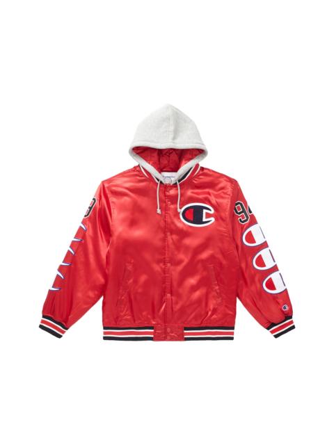 Supreme Supreme Champion Hooded Satin Varsity Jacket Red