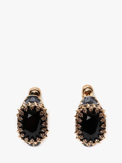 Alexander McQueen Enamel Jewelled Earrings in Antique Gold