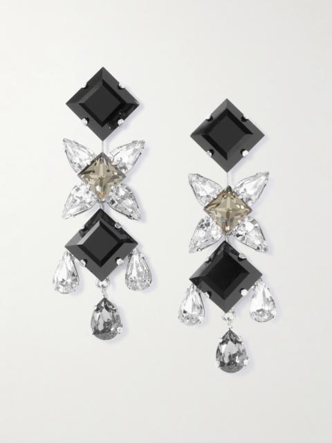 Jennifer Behr Raina Rhodium-plated Onyx And Crystal Earrings