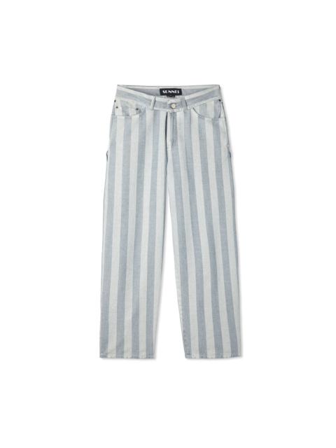 SUNNEI WHITE STRIPED DENIM PANTS