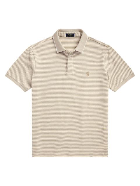 Polo Ralph Lauren Men's Custom-Slim-Fit Stretch Oxford Mesh Polo Shirt - Classic Khaki White