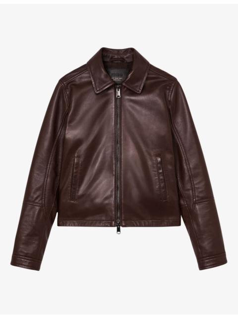 REISS Sorina Zip-Up Leather Jacket