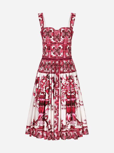 Dolce & Gabbana Bustier midi dress in Majolica-print poplin