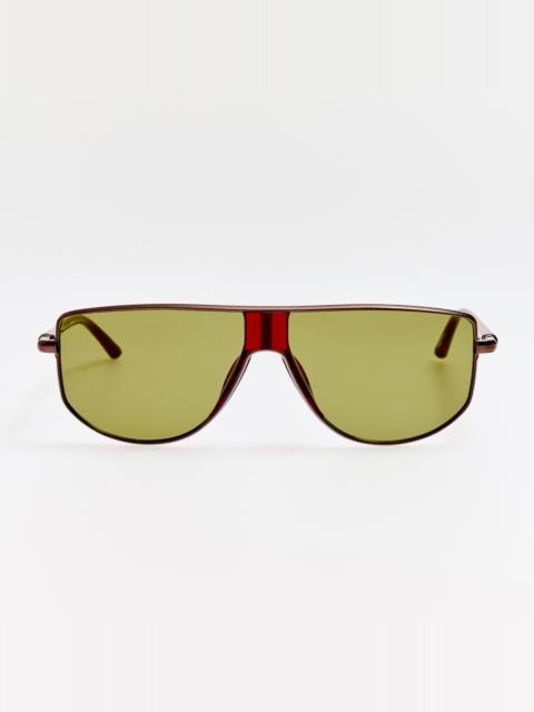 LINDA FARROW Corsa Sunglasses in Metallic Brown
