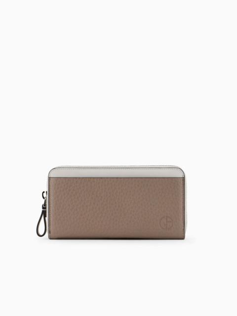 GIORGIO ARMANI Two-toned leather wallet with wraparound zip