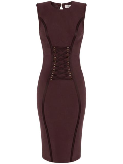ELISABETTA FRANCHI crossover lace-detail midi dress