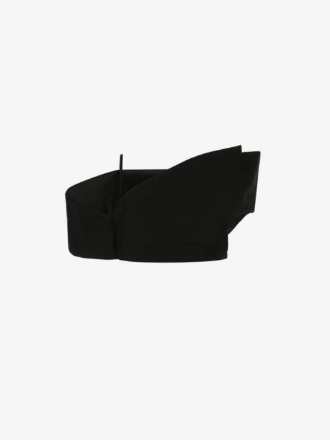 Women's Crop Lapel Corset Top in Black
