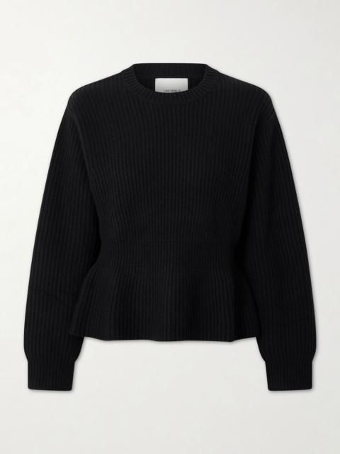 LISA YANG Mirella ribbed cashmere peplum sweater Black