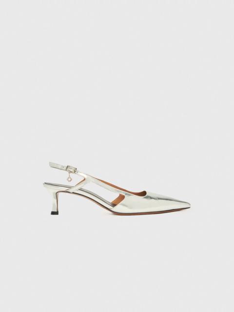 maje Silver leather strappy heels