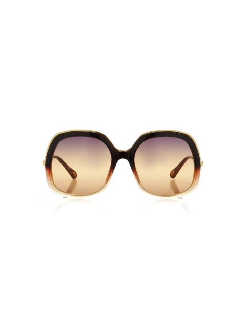 Chloé Leia Square-Frame Acetate Sunglasses brown