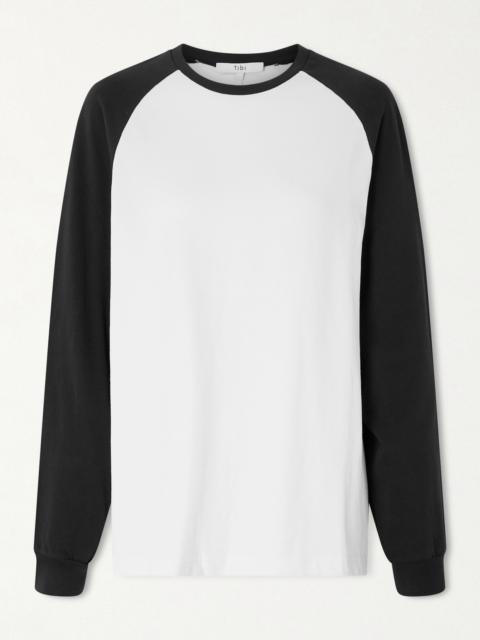 Tibi Perfect T Two-tone Cotton-jersey T-shirt