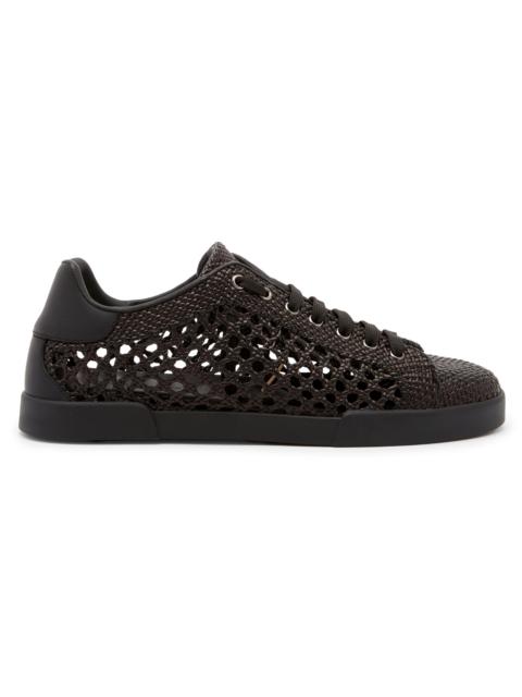 Dolce & Gabbana Men's Woven Leather Low-Top Sneakers - Nero