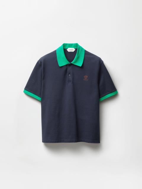 VERSACE Embroidered Cotton Piqué Polo