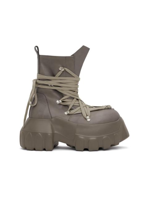 Rick Owens Gray Hollywood Megalace Mega Tractor Boots
