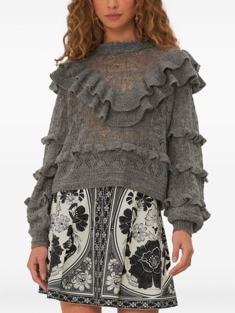 FARM RIO ruffle-detail sweater