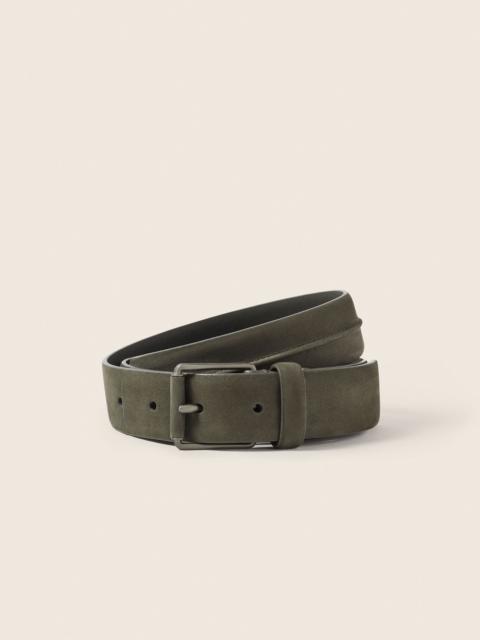 ZEGNA DARK OLIVE GREEN NUBUCK BELT