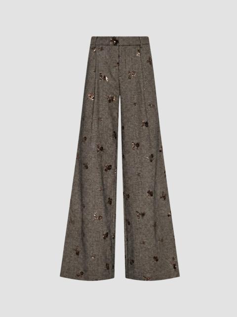 L'AGENCE Women's Allanah Sequined Herringbone Trousers - Beige Black Gold