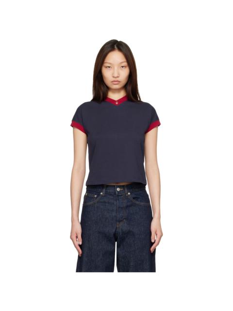 VERSACE Navy & Red Stretch Cotton-Jersey T-shirt