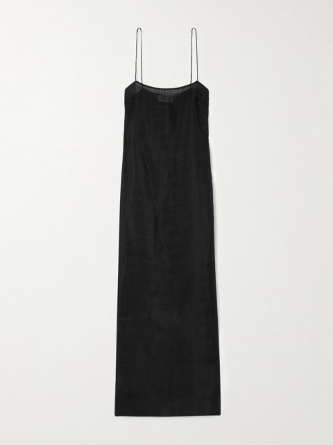 MATTEAU Shirred Silk And Linen-blend Maxi Dress