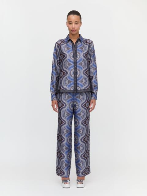 Hill House Home The Taylor Pant - Brown Cobalt Medallion