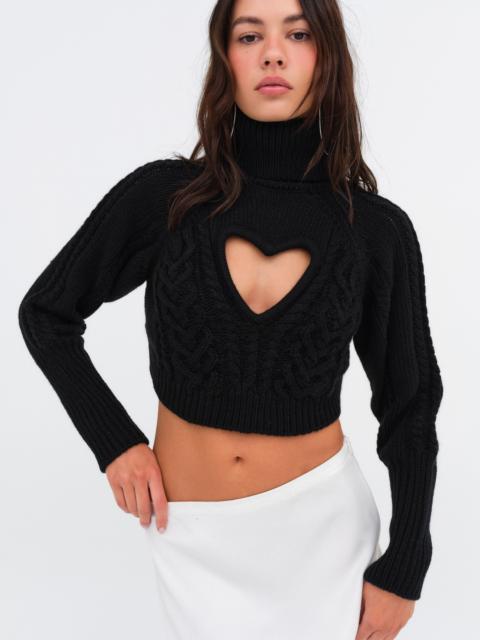For Love & Lemons Vera Cropped Cut Out Sweater