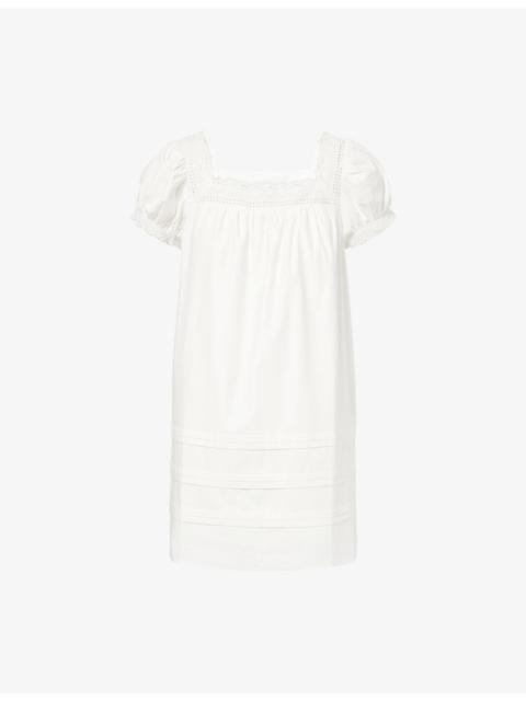 Reformation Joliette Lace-Trim Cotton Mini Dress
