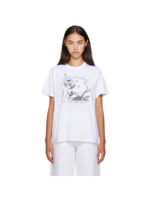 GANNI White Future Jersey Washed Mermaid T-shirt