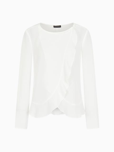 EMPORIO ARMANI FLUID CRÊPE SHIRT JACKET WITH RUFFLE