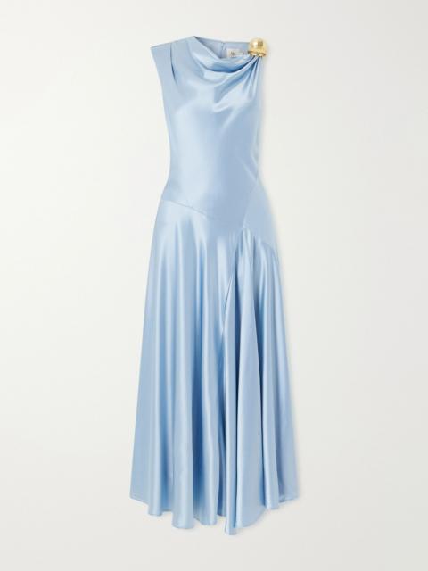 Aje. Siren embellished satin maxi dress Blue