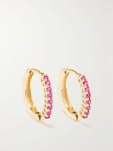 MATEO 14-karat gold sapphire hoop earrings