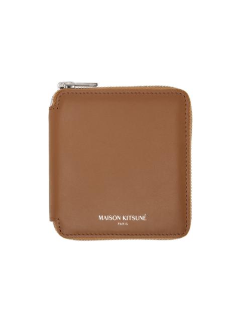 Brown Square Zipped Wallet