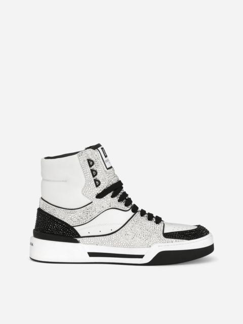 Dolce & Gabbana Calfskin New Roma high-top sneakers with fusible rhinestones