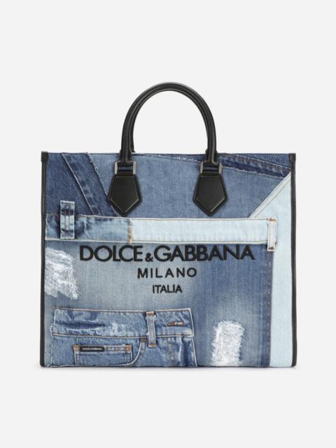Dolce & Gabbana Large denim patchwork shopper